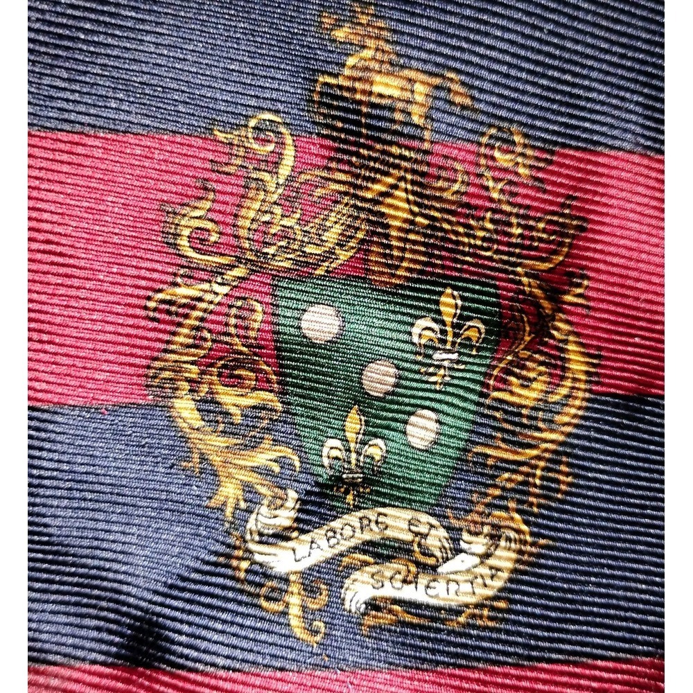 Keith Daniels Mens Neck Tie Rose-Hulban Labore Red Blue Striped Silk Et Sciencia